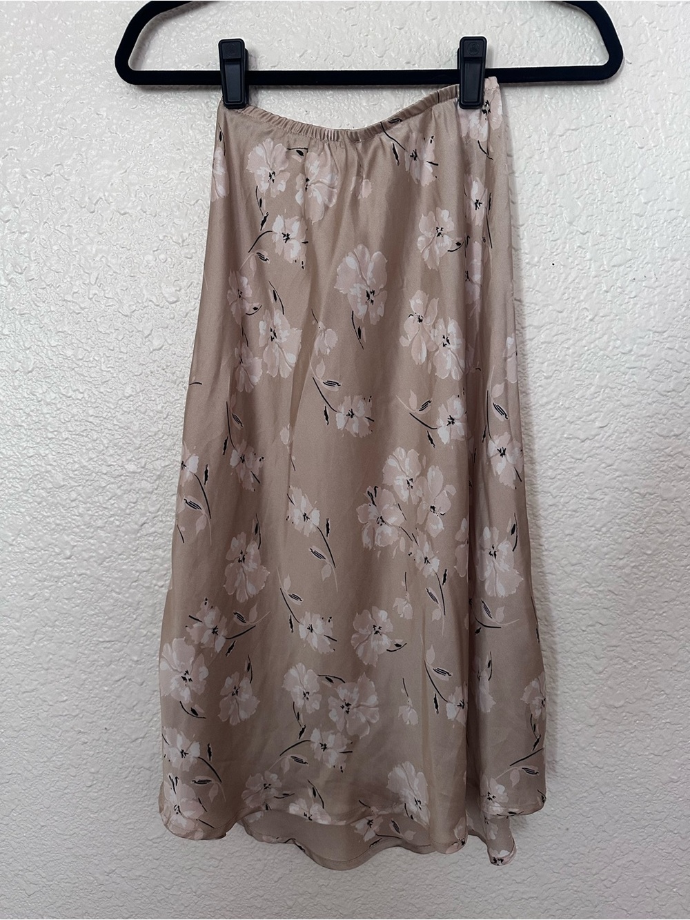 Floral Midi Skirt in Beige - Women's Skirt